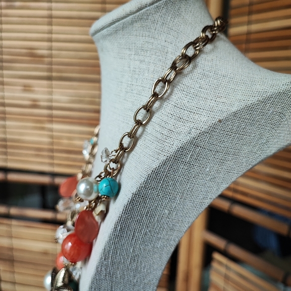 Erica Lyons EL Seashell Faux Pearl Glass Beaded Necklace Starfish Turquoise EUC - Picture 3 of 15